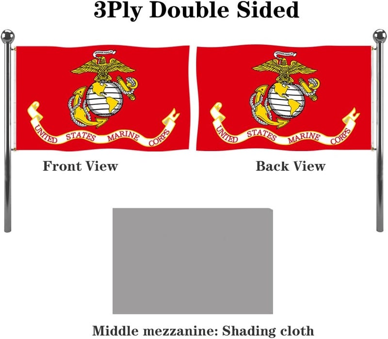 Jayus Embroidered US Marine Corps Military Flags 3x5 Outdoor - 340D Heavy Duty Nylon Double Sided Marine Corps Flag Banner with 2 Grommets - Image 2